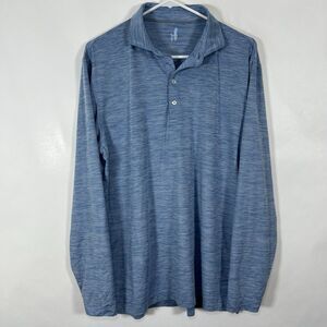 Johnnie-O Featherweight Long Sleeve Golf Polo Shirt Men Size Medium Blue Heather